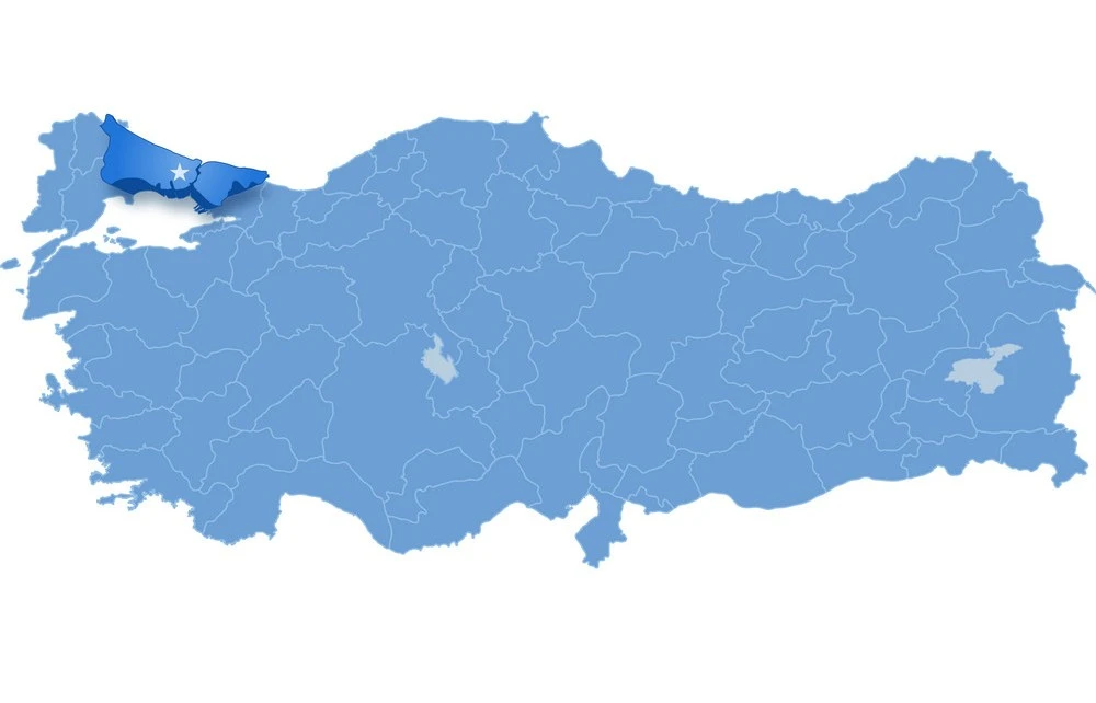 Χάρτης Τουρκίας με την Κωνσταντινούπολη